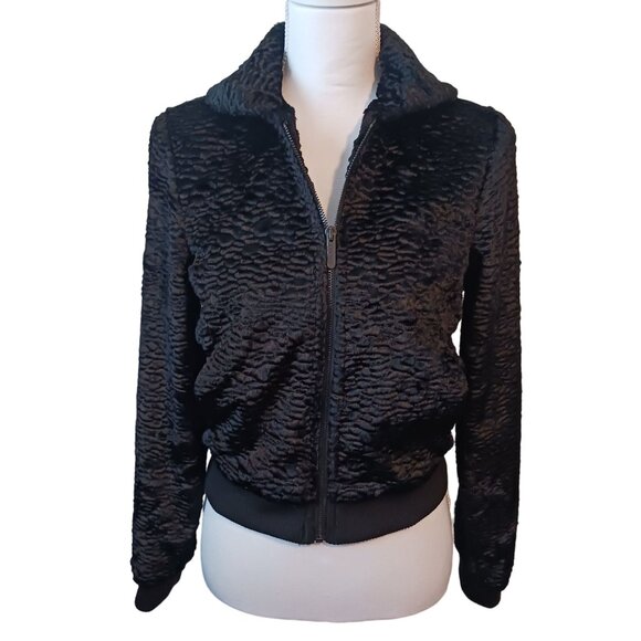 NEW Tucker for‎ Target Black Faux Fur Persian Jacket Floral Satin Lining, Size M - Picture 1 of 14